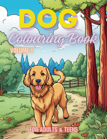 Dog Colouring Book for Adults & Teens. Black and White. 40 Unique Designs. 8.5x11"