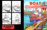 Boat Colouring Book for Adults & Teens. Black and White. 40 Unique Designs. 8.5x11"